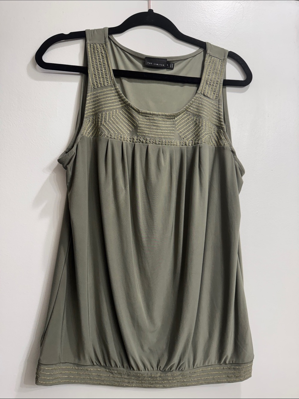 The Limited Olive Tank with Gold Stitching